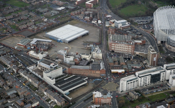 Aerial shot of former Scottish and Newcastle Brewery
